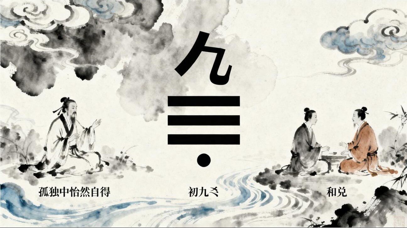 兑卦第一爻,爻辞:初九:和兑,吉,初九爻 兑卦第一爻,爻辞:初九:和兑,吉,初九爻